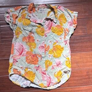 Vintage style Aloha shirt koi fish with hibiscus tail